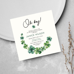 Oh Boy Lucky Charm Baby Shower Invitation