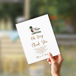 Oh Boy Mallard Duck Baby Shower Thank You