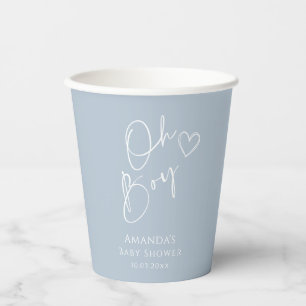 Oh Boy Minimalist Modern Baby Shower  Paper Cups