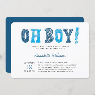 Oh Boy   Modern Boy Baby Shower Invitation