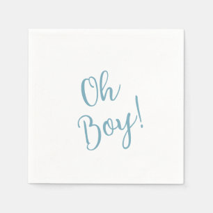 Oh Boy Modern Cute Blue Boy Baby Shower Napkin