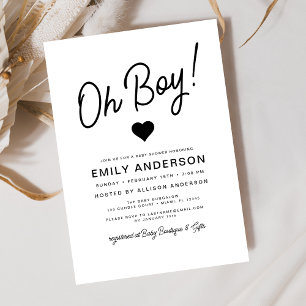 Oh Boy Modern Minimalist Simple Baby Shower  Invitation