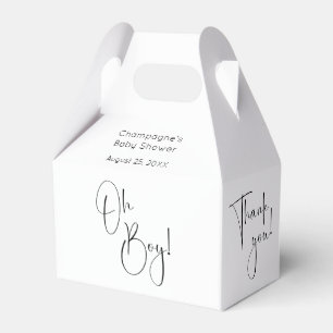 Oh Boy Modern Script Baby Shower Thank You Favour Box