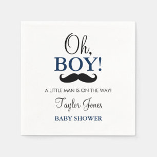 Oh Boy Moustache Baby Shower Napkins