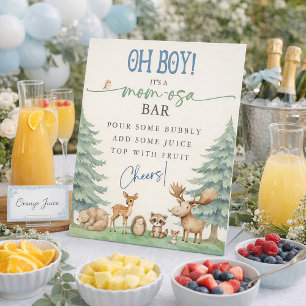 Oh Boy Mum-osa Bar Forest Animal Baby Shower Pedestal Sign
