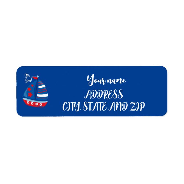 OH BOY NAUTICAL address labels for boy baby shower (Front)