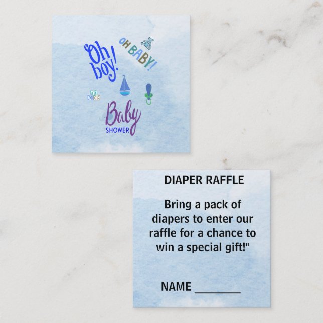Oh Boy Oh Baby 2-tone blue Baby Shower Enclosure Card (Front/Back)