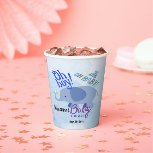 Oh Boy! Oh Baby! Blue Baby Shower 2-tone Blue Back Paper Cups