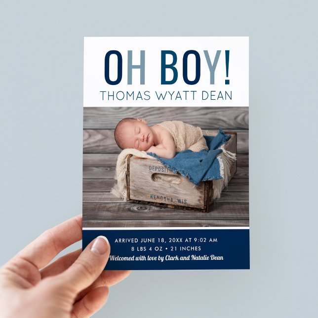 Oh Boy Photo Birth Announcement (Creator Uploaded)