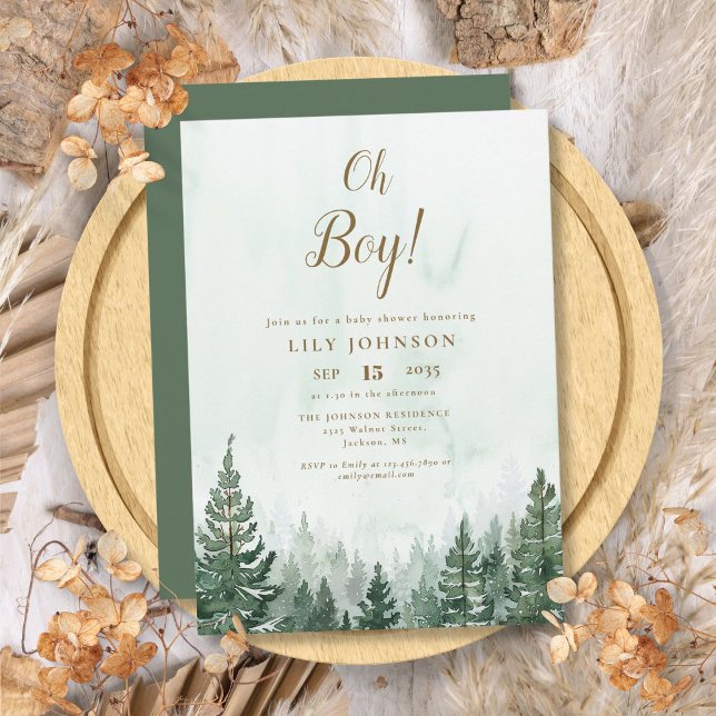 Oh Boy Pine Tree Forest Baby Shower Invitation (Oh Boy Pine Tree Forest Baby Shower Invitation)