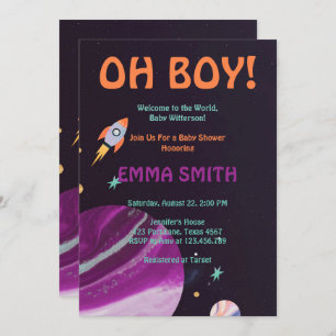 Oh Boy Planets Outer Space Baby Shower Invitation