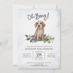 Oh Boy! Puppy Boy Baby Shower Invitation