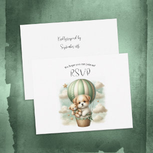 Oh Boy Puppy Hot Air Balloon Adventure Baby Shower RSVP Card