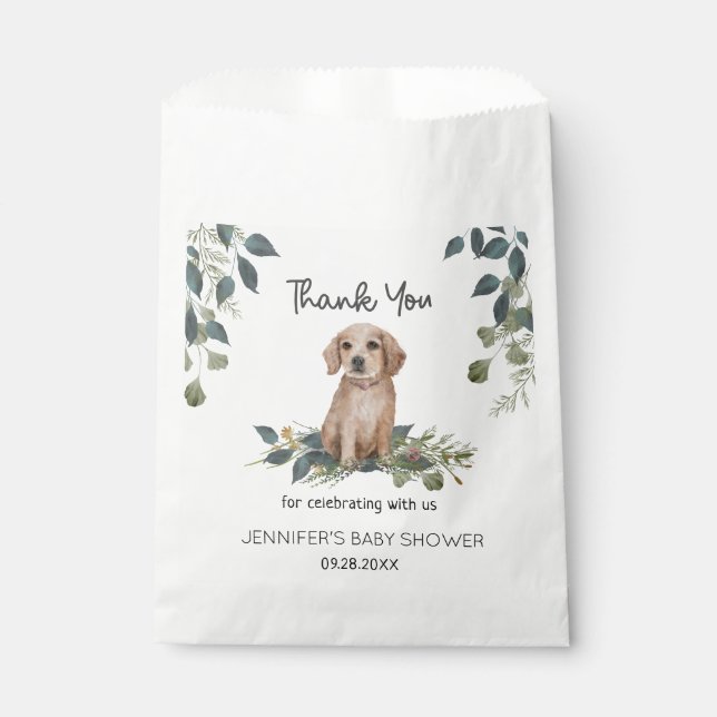 Oh Boy! Retriever Puppy Watercolor Dog Baby Shower Favour Bag (Front)