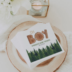 Oh Boy -  Rustic Boy Woodland Baby Shower  Napkin