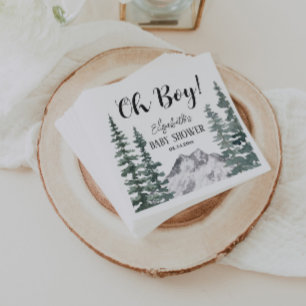 Oh Boy Rustic Mountains Baby Shower Napkin