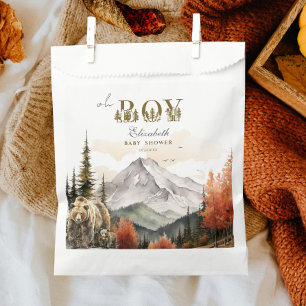 Oh Boy Rustic Woodland Bear Mountain Baby Shower Favour Bag