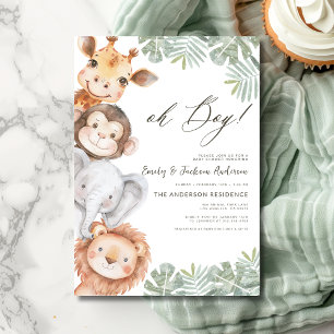 Oh Boy Safari Animal Boy's Baby Shower Invitation