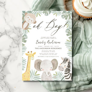 Oh Boy Safari Animal Boy's Baby Shower Invitation