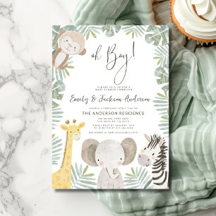 Oh Boy Safari Animal Boy's Couples Baby Shower Invitation