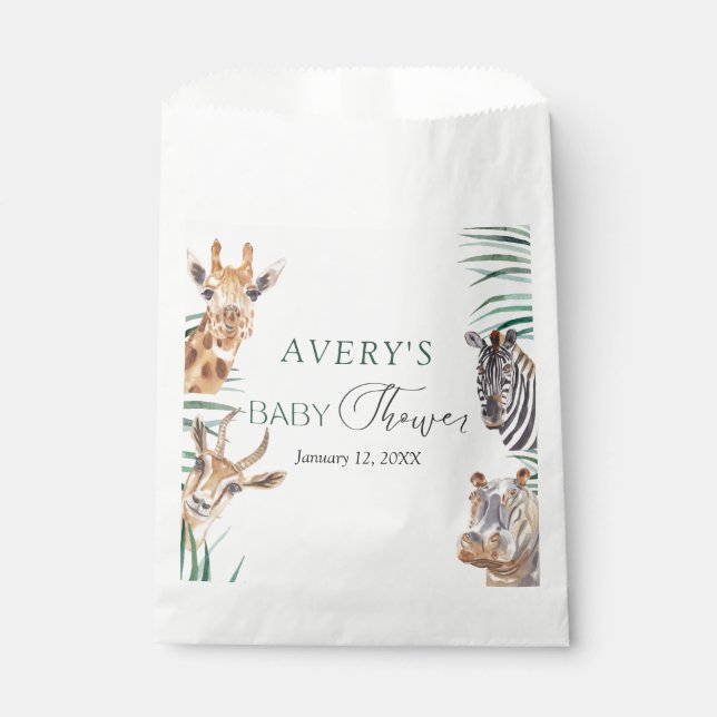 Oh Boy Safari Animals Baby Shower Favour Bag (Front)