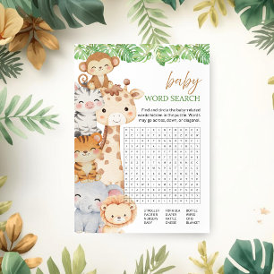 Oh Boy! Safari Baby Shower Baby Word Search Game Invitation