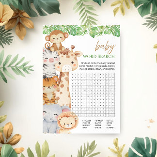 Oh Boy! Safari Baby Shower | Baby Word Search Game Invitation