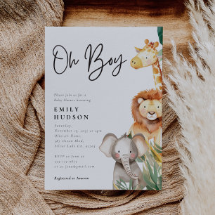 Oh Boy Safari Baby Shower Invitation