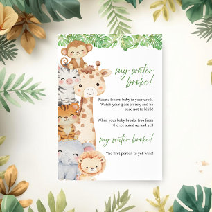 Oh Boy! Safari Baby Shower My Water Broke Game Invitation