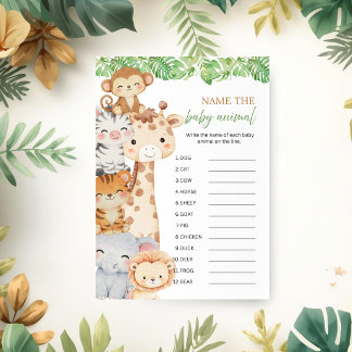 Oh Boy! Safari Baby Shower | Name the Baby Animal Invitation