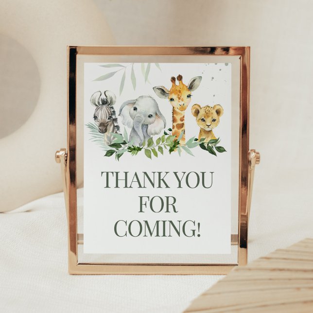 Oh Boy Safari Baby Shower Thank you for Coming Poster (Jungle Safari Baby Shower Thank you for Coming Sign)