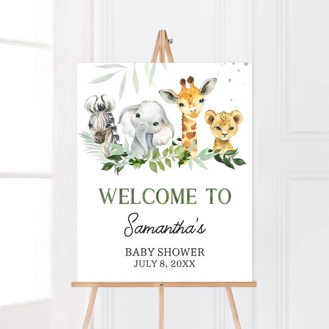 Oh Boy Safari Baby Shower Welcome Poster (Jungle Safari Baby Shower Welcome Sign)