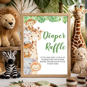 Oh Boy! Safari Shower Diaper Raffle Table Sign