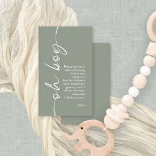 Oh Boy Sage Books for Baby Shower Enclosure Card