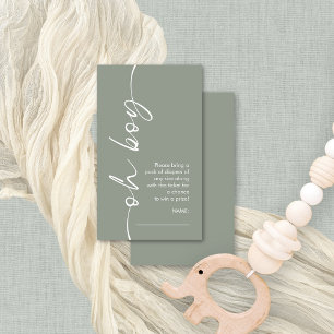 Oh Boy Sage Diaper Raffle Baby Shower Enclosure Card