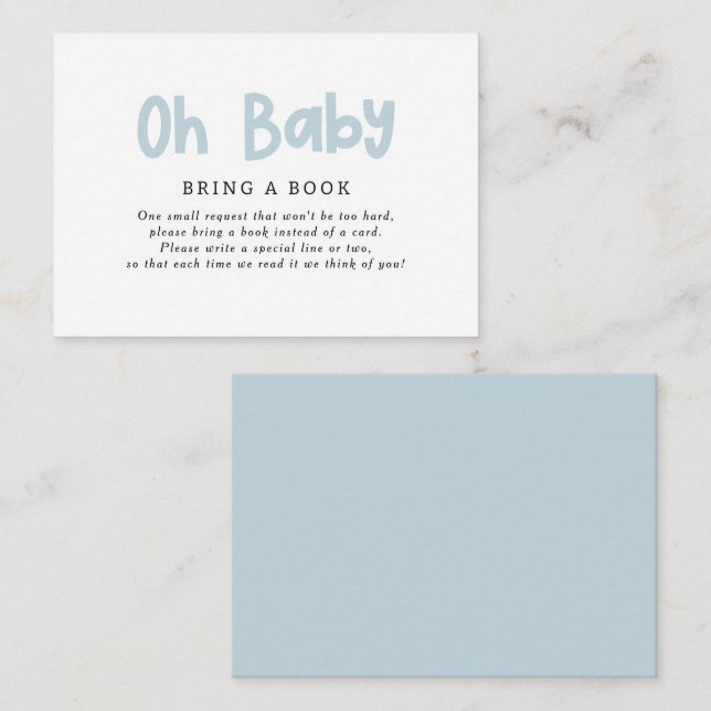 oh boy script cream baby shower bring a book  card (Front/Back)