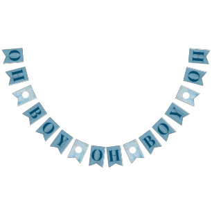 Oh Boy Slate Blue Baby Shower Bunting