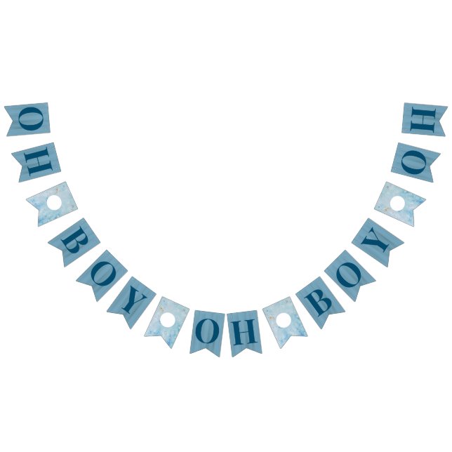 Oh Boy Slate Blue Baby Shower Bunting (All)