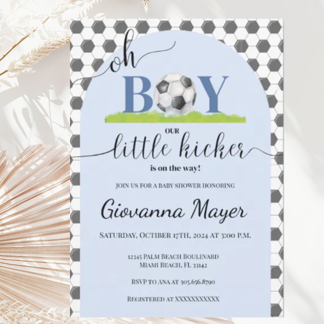 Oh Boy Soccer Boy Baby Shower Invitation (Creator Uploaded)