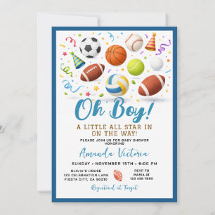 Oh Boy Sports Baby Shower Invitation