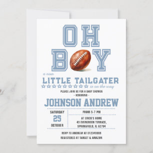 Oh Boy Sports Minimalist Football Baby Shower Invitation