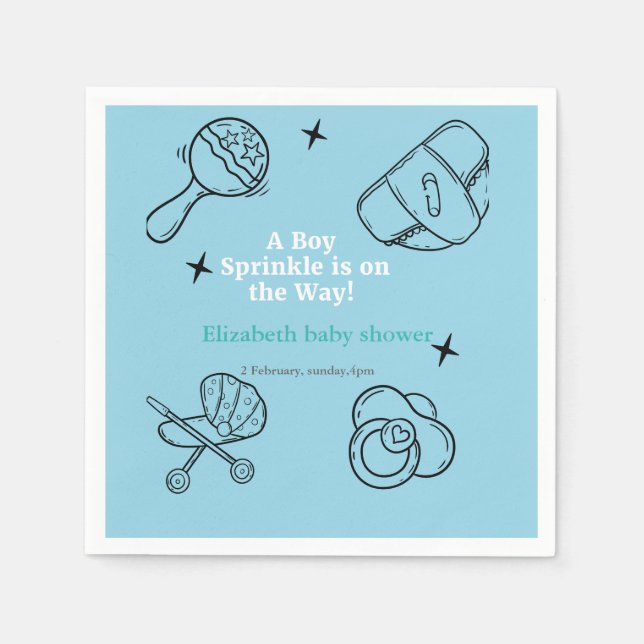 Oh Boy sprinkle It's A Boy Baby Shower  Napkin (Front)