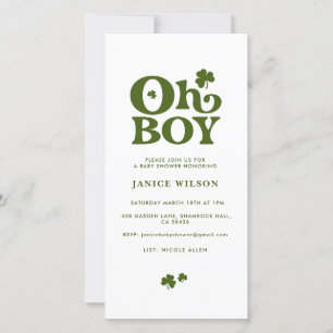 Oh Boy St. Patrick's Day Baby Shower Digital Evite Announcement