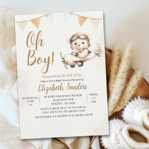 Oh Boy,  Teddy Bear Baby shower boy Invitation