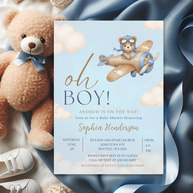 Oh Boy, Teddy Bear Baby shower boy Invitation (Creator Uploaded)