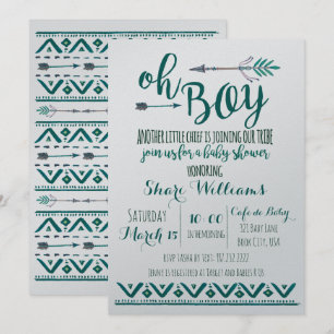 Oh Boy Tribal Baby Shower Invitation -Green