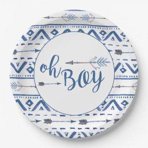 Oh Boy Tribal Baby Shower Paper Plate