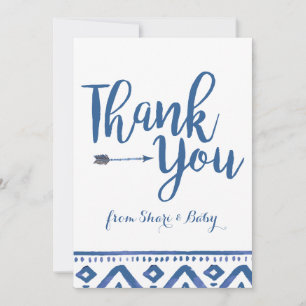 Oh Boy Tribal Baby Shower Thank You Card