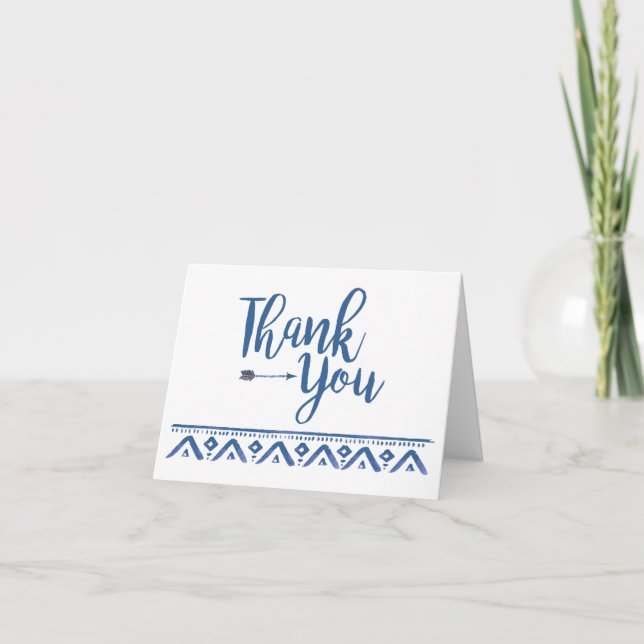 Oh Boy Tribal Baby Shower Thank You Card (Front)