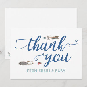 Oh Boy Tribal Baby Shower Thank You Card